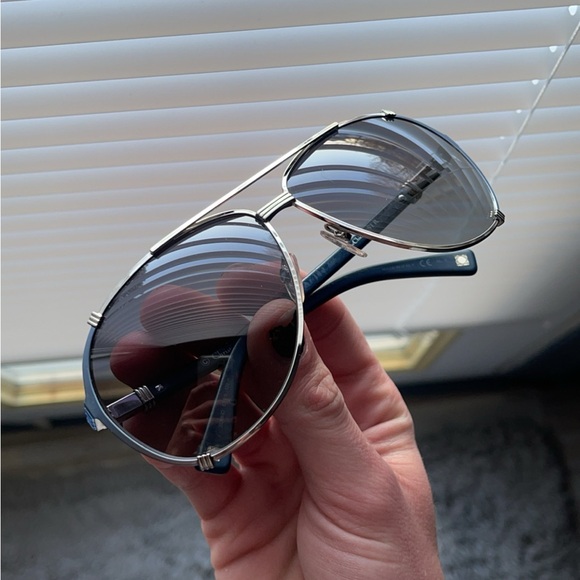 Christian Dior | NWOT womens silver blue polarized DiorChicago2STR sunglasses - Picture 1 of 8